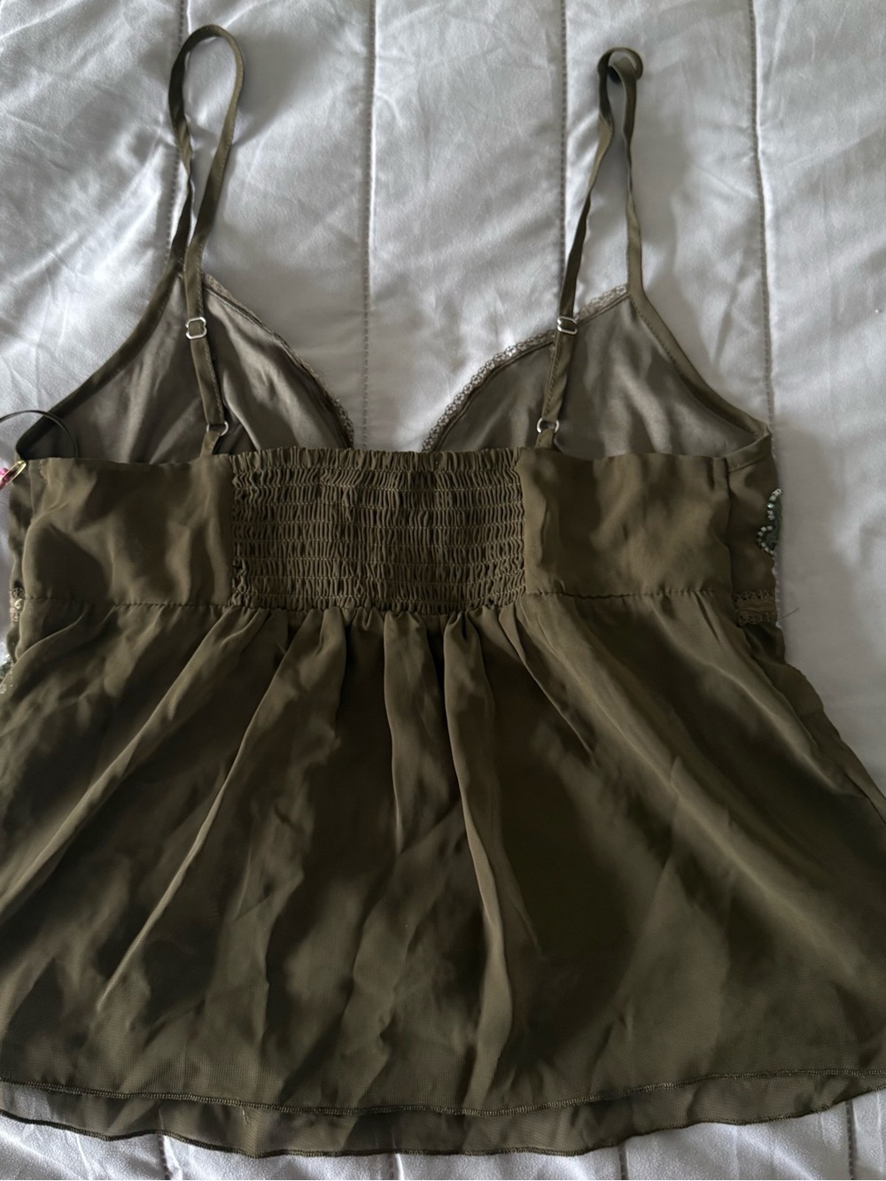 Madden Girl Olive Green Beaded Floral Camisole - Picture 3 of 4